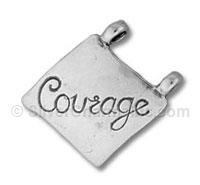Silver Courage Tag Slide Charm