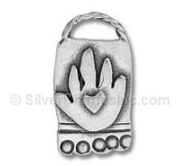 Sterling Silver Hand with Heart Charm