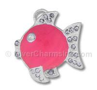 Pink Fish with Clear CZ Stone