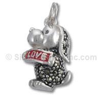 Puppy with Marcasite Charm