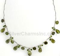16" Green Garnet Teardrops Necklace
