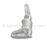 Silver Hollow Puffed Ice Skate Charm