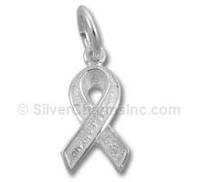 3D Sterling Silver Awareness Ribbon Charm