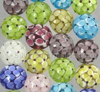 Round Floral Glass Beads