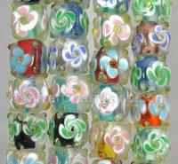 Cube Floral Glass Beads
