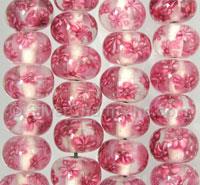 Round Glass Beads with Floral Designs