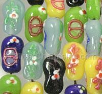 Shoe Glass Beads with Flowers