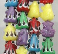 Multicolor Frog Glass Beads
