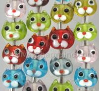 Multicolor Cat Glass Beads