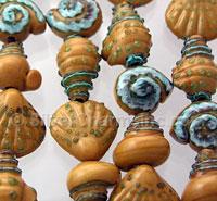 Brown and Blue Seashell Glass Beads