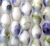 Oval Shaped Flower Style Glass Beads