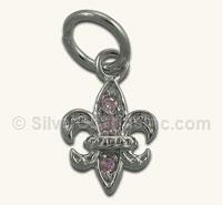 Pink CZ Fleur de Lis Charm
