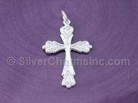 Silver Polished Heart Cross Charm