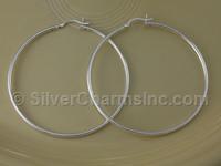 Silver 62mm 2mm Hoop Earrings