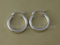 Silver 18mm 3mm Hoop Earrings