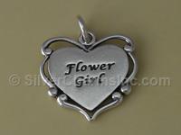 Filigree Flower Girl Heart Charm