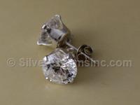 Silver Round CZ Post Earrings