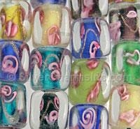 Square Multi Color Glass Beads