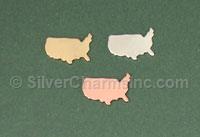 Gold Filled Continental United States Charm